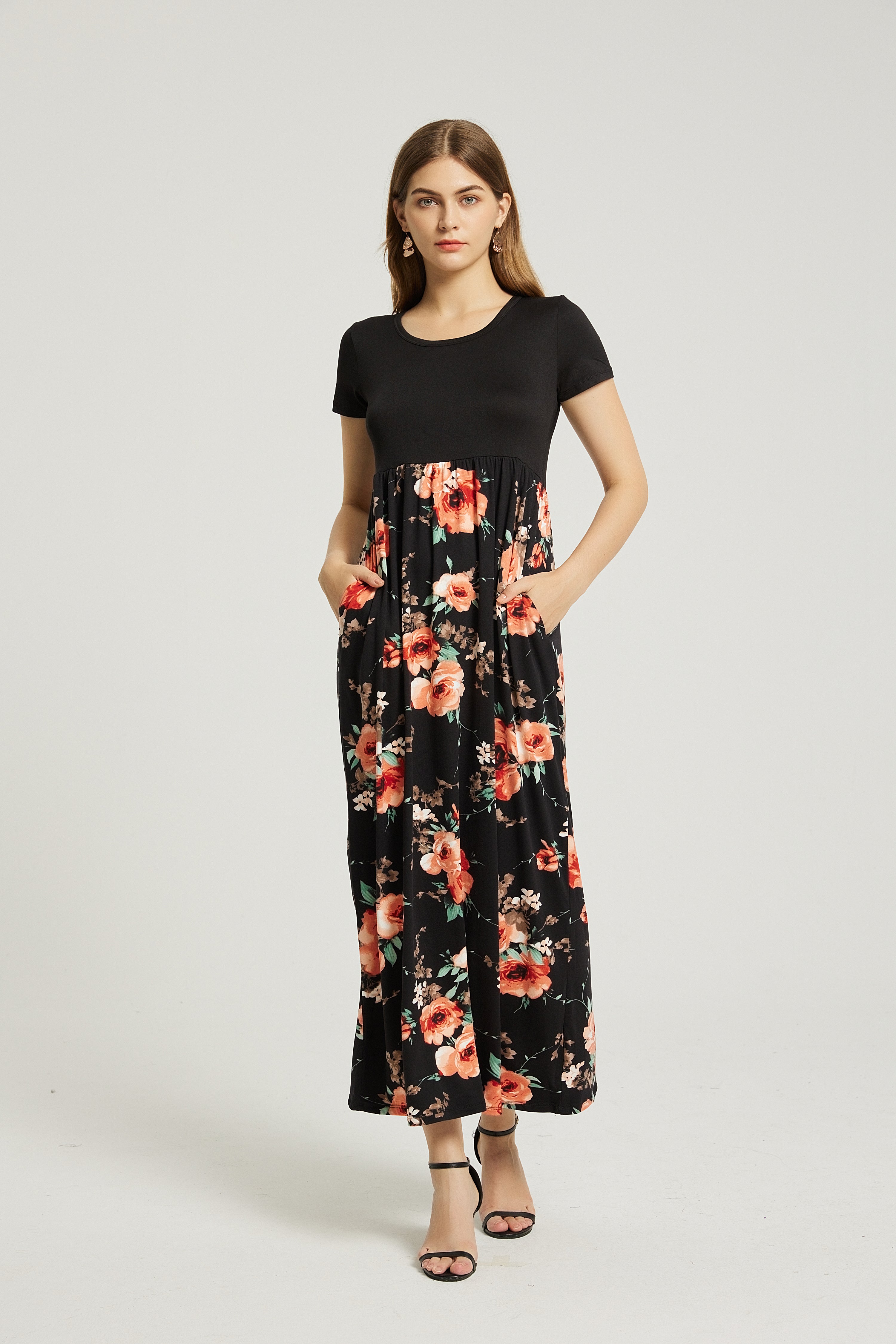 Women's Summer Casual Floral Maxi Dress With Pocket - annvafashion Women's Summer Casual Floral Maxi Dress With Pocket - annvafashion