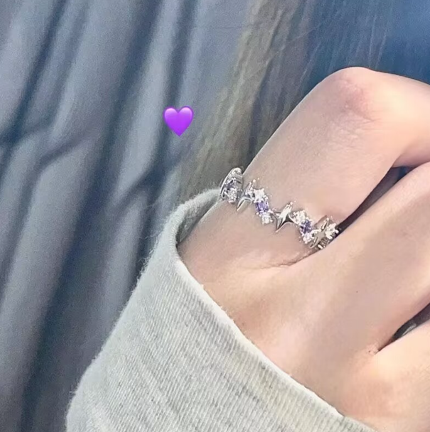 Adjustable Dainty Alloy Ring - Heart Chain and Star Designs