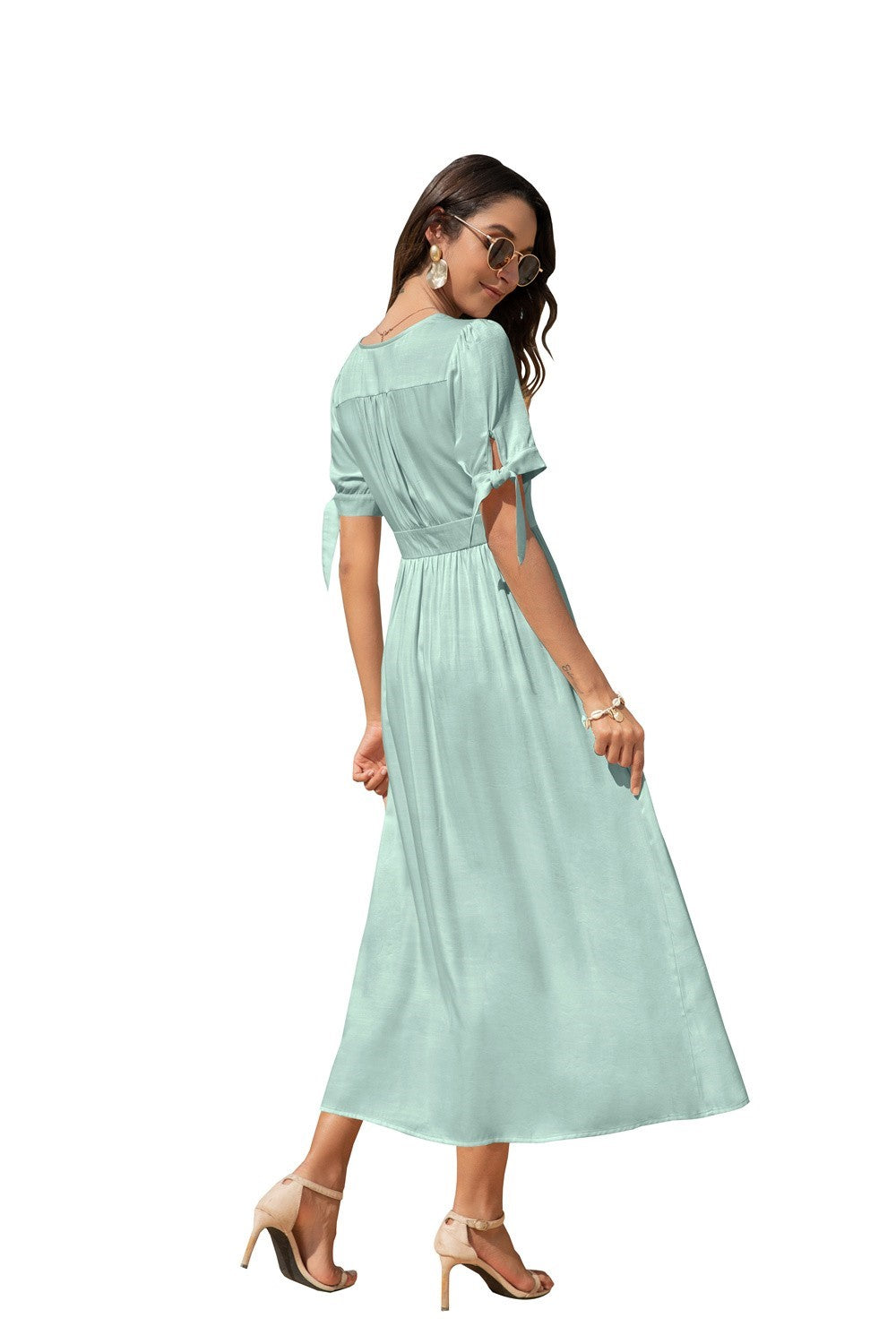 Women Maxi Dress with buttons on the front - annva-usa