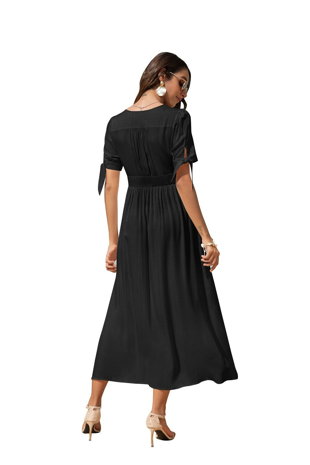 Women Maxi Dress with buttons on the front - annva-usa