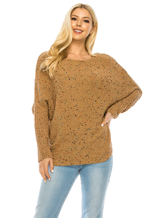 Womens Chenille Crew Neck Long Sleeve Pullover Soft Sweater - annva-usa