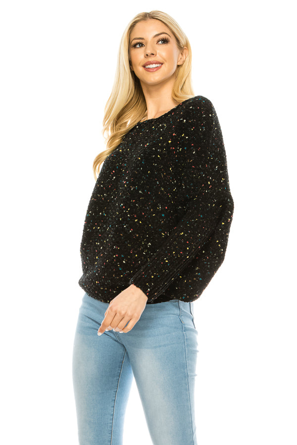 Womens Chenille Crew Neck Long Sleeve Pullover Soft Sweater - annva-usa