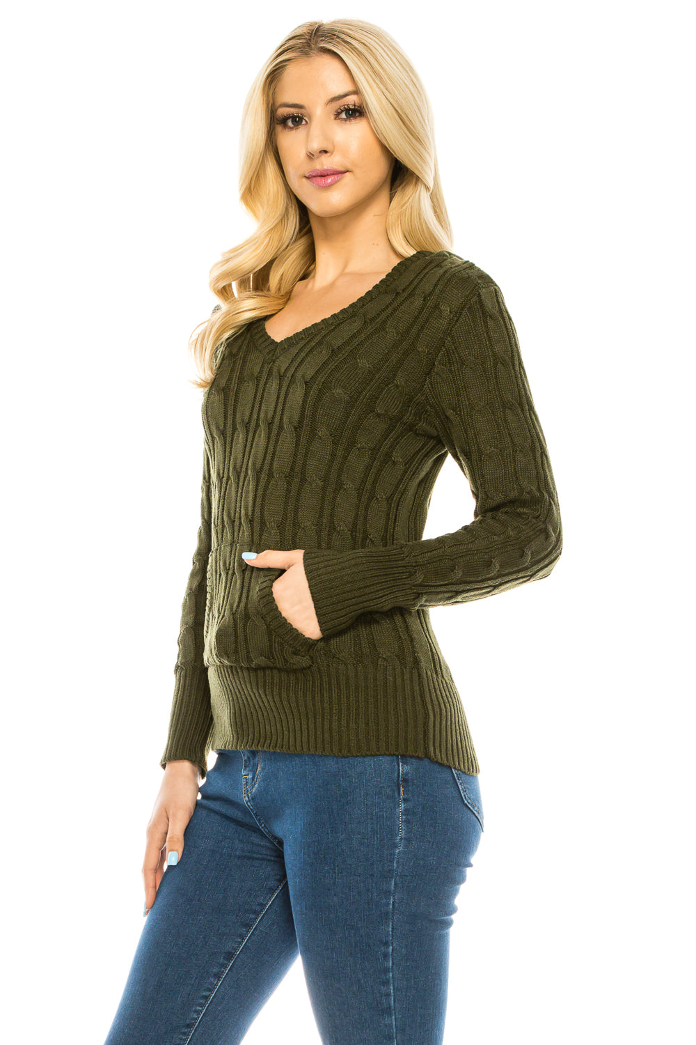 Women's Long Sleeve Sweater With Hoodie - annva-usa