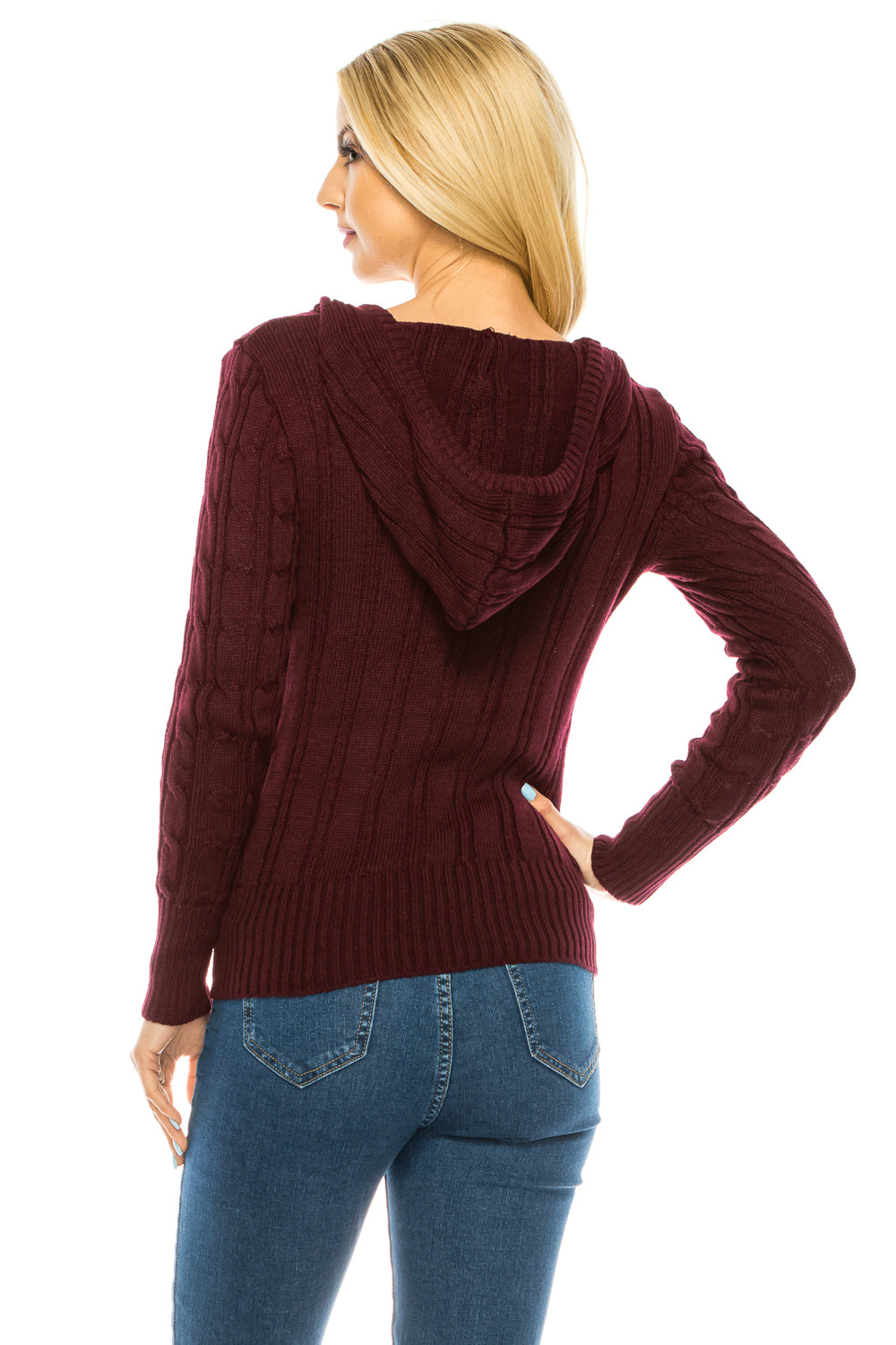 Women's Long Sleeve Sweater With Hoodie - annva-usa