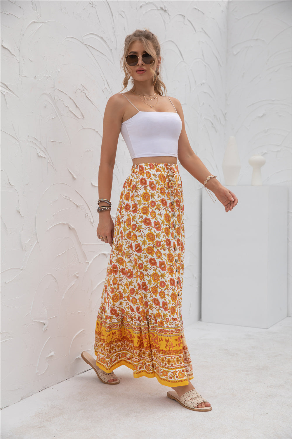 Women's Board Print Long Skirt - annvafashion