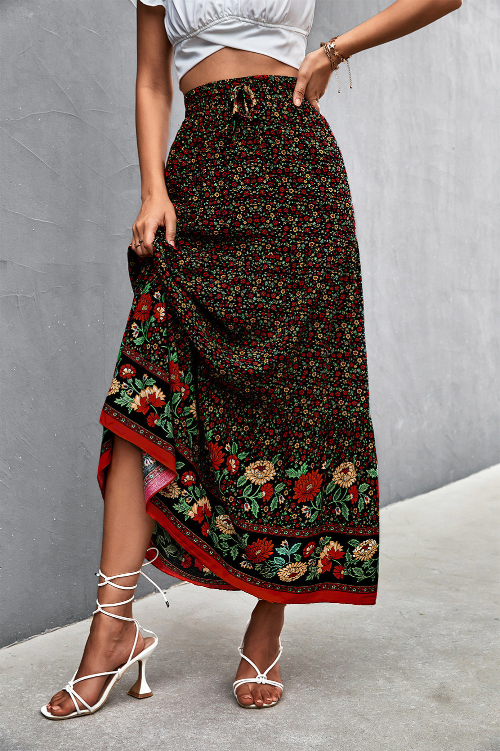 Womens Floral Maxi Skirt