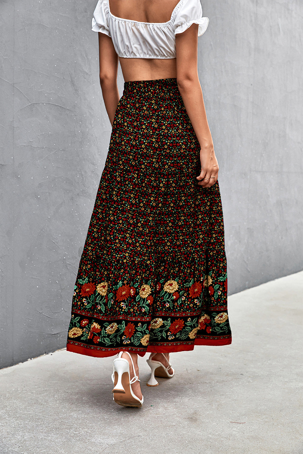 Womens Floral Maxi Skirt