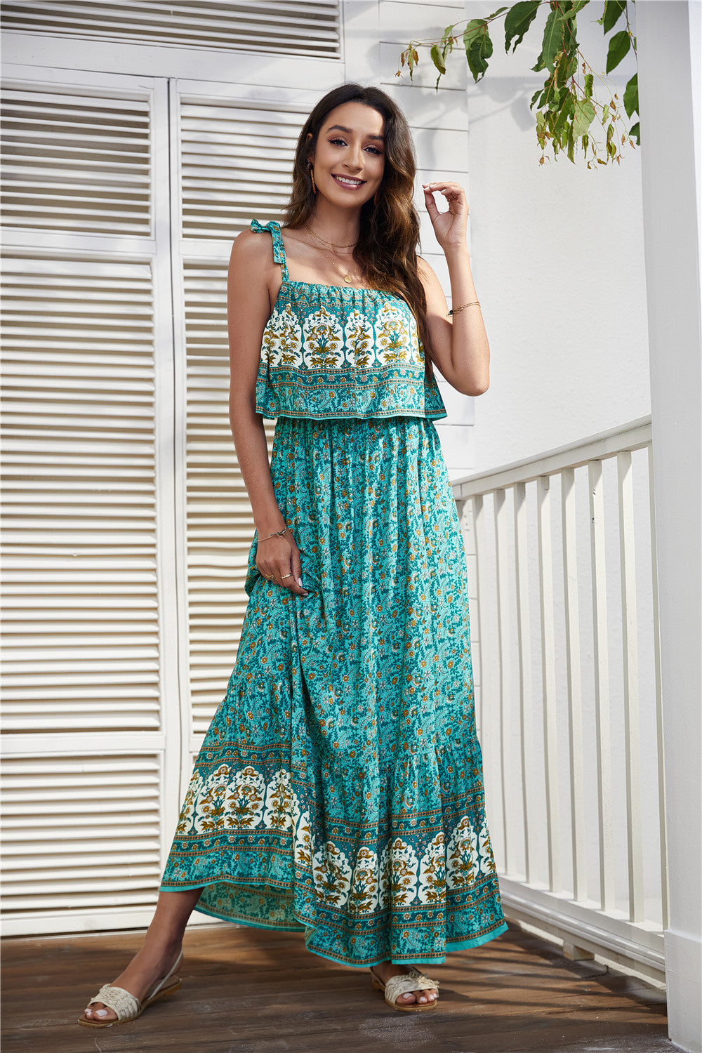 Women Summer Sleeveless Print Maxi Dress - annvafashion