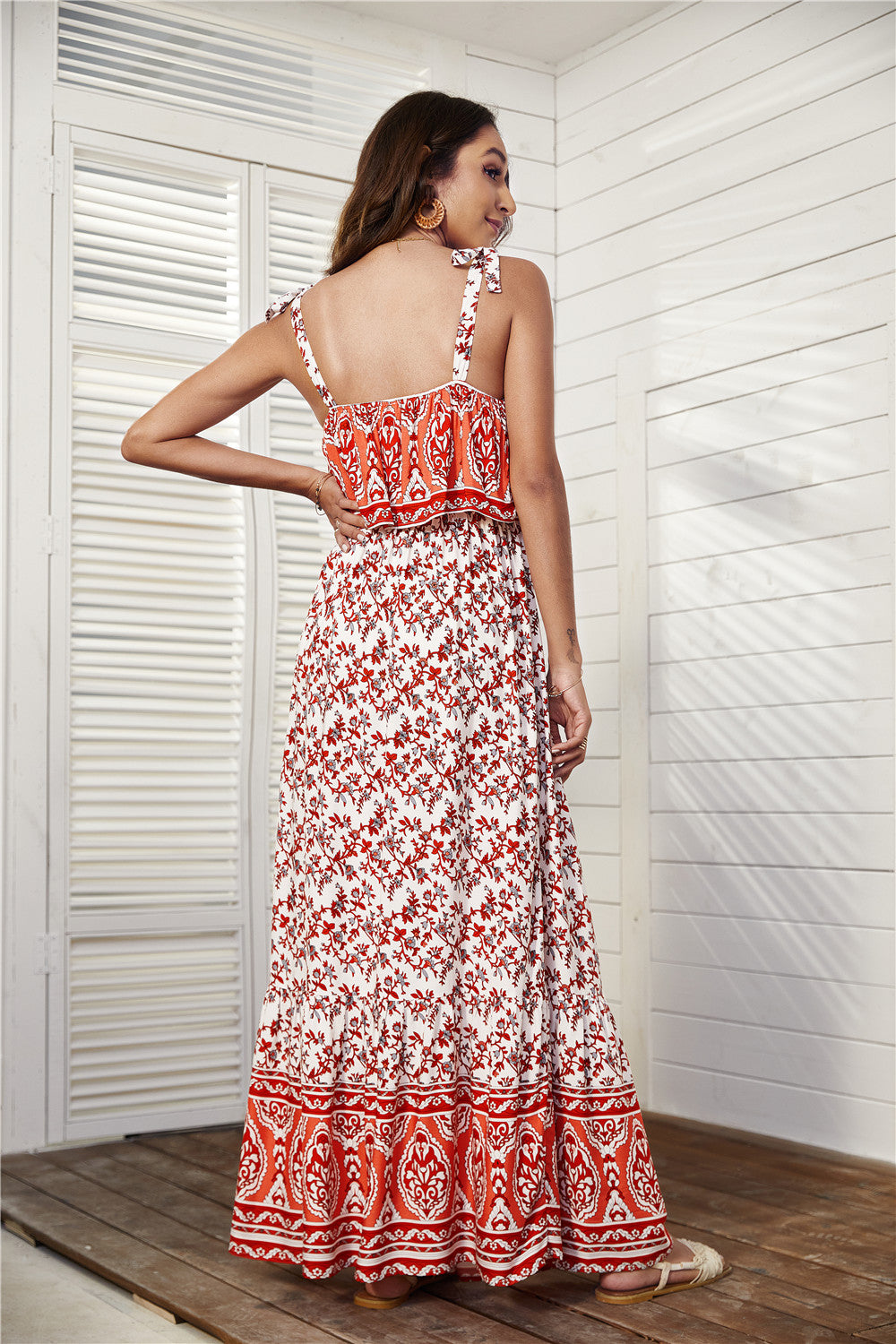 Women Summer Sleeveless Floral Maxi Dress