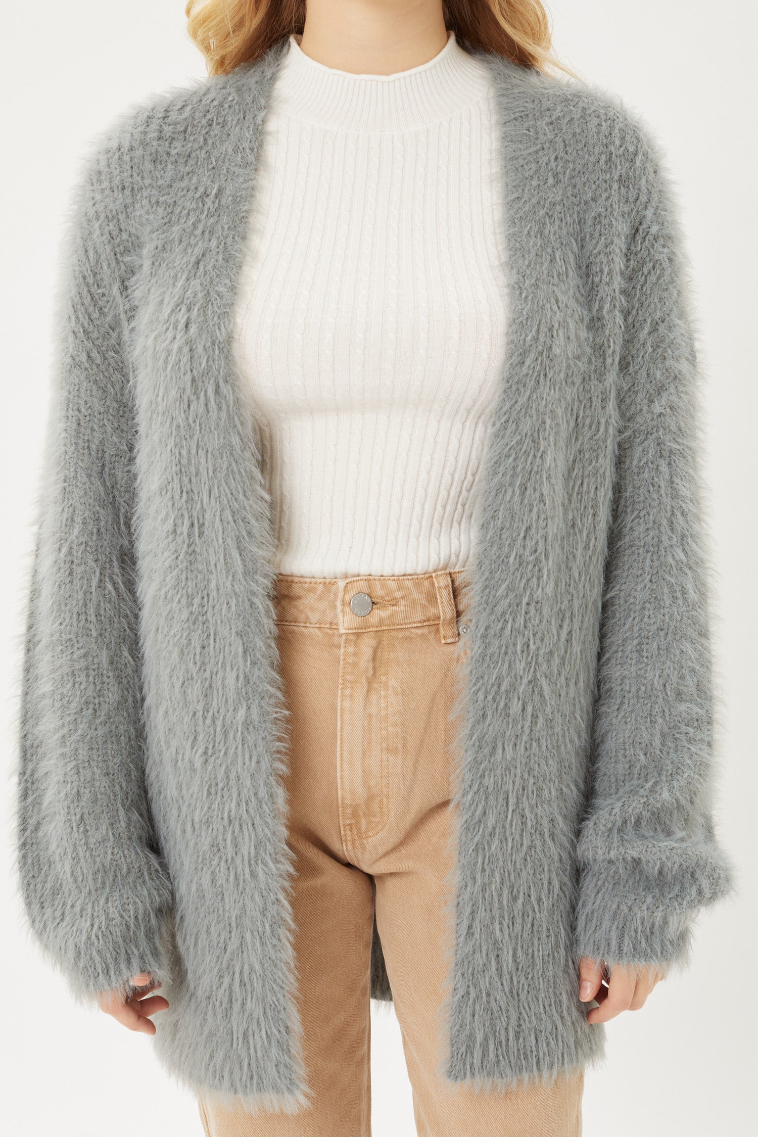 FTC \"HEATHER SHAGGY CARDIGAN\" - ブラウン L Tommy Hilfiger Womens Boxy Varsity Cable Cardigan, Light