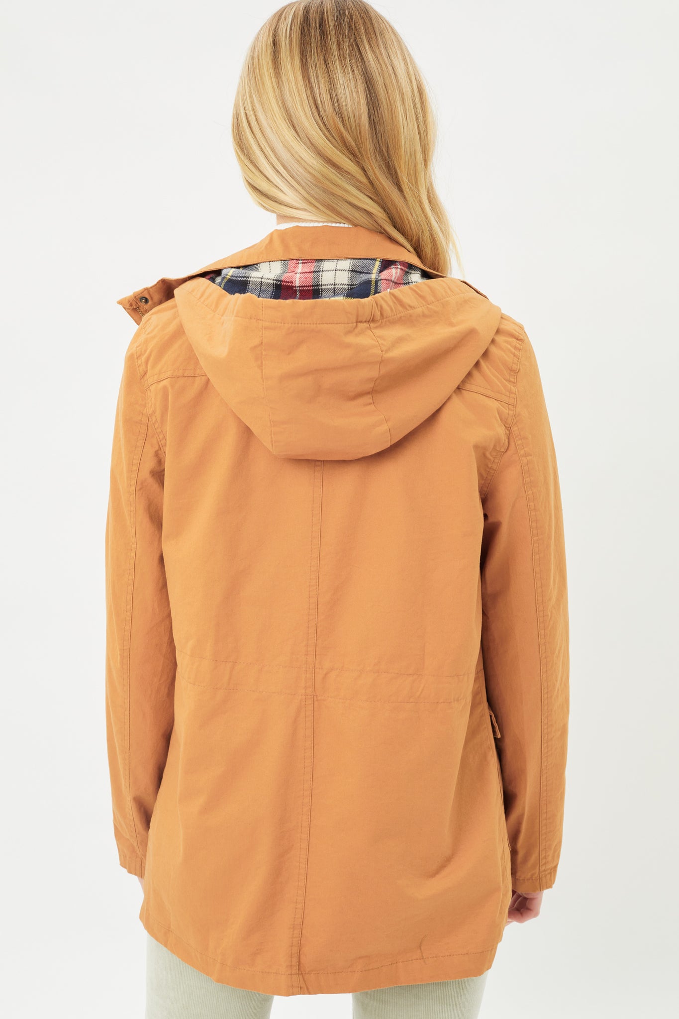 Flannel Plaid Hoodie Utility Cotton Anorak Jacket