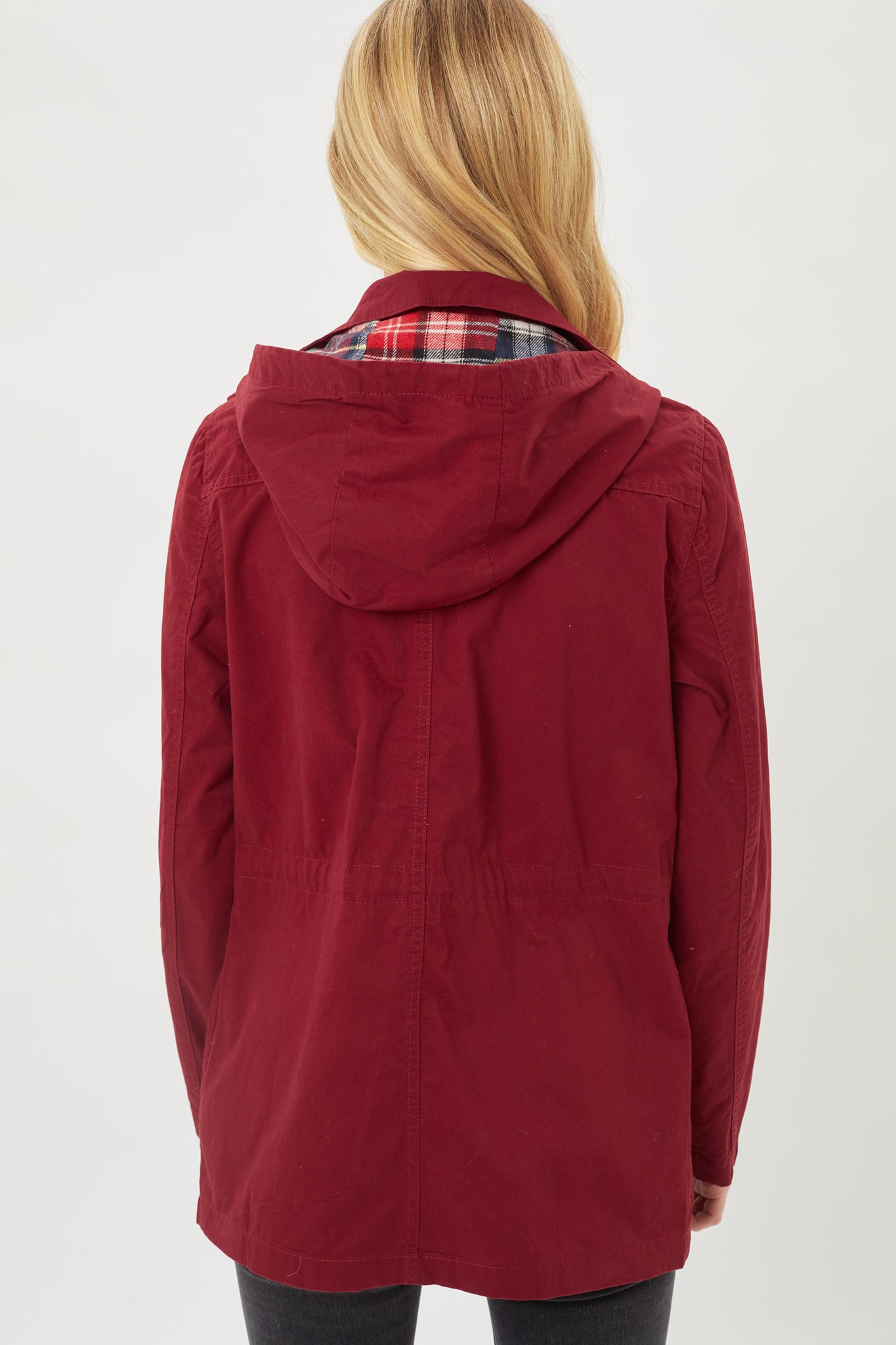Flannel Plaid Hoodie Utility Cotton Anorak Jacket