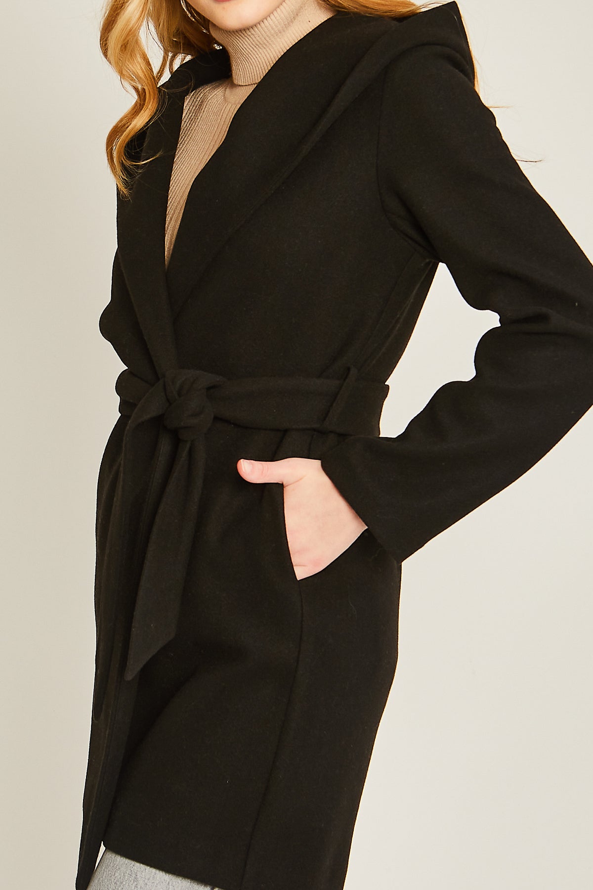 JQ Fleece Belted Hoodie Coat