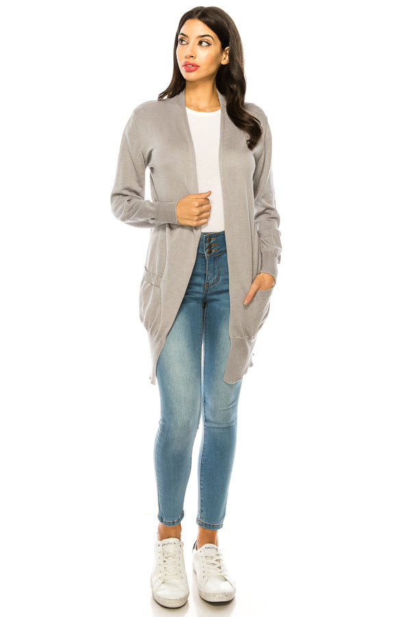 Womens Casual Lightweight Long Sleeve Cardigan Soft Drape Open Front Fall Dusters - annva-usa