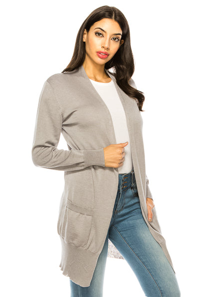Womens Casual Lightweight Long Sleeve Cardigan Soft Drape Open Front Fall Dusters