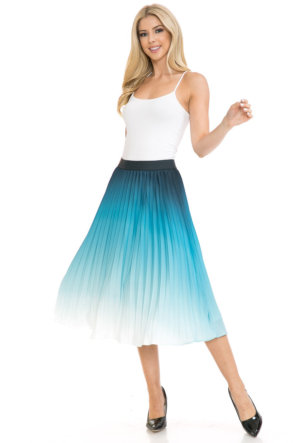 Women's High Waist Pleated A-Line Swing Skirt