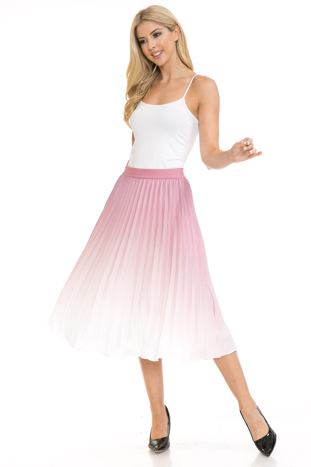 Women's High Waist Pleated A-Line Swing Skirt