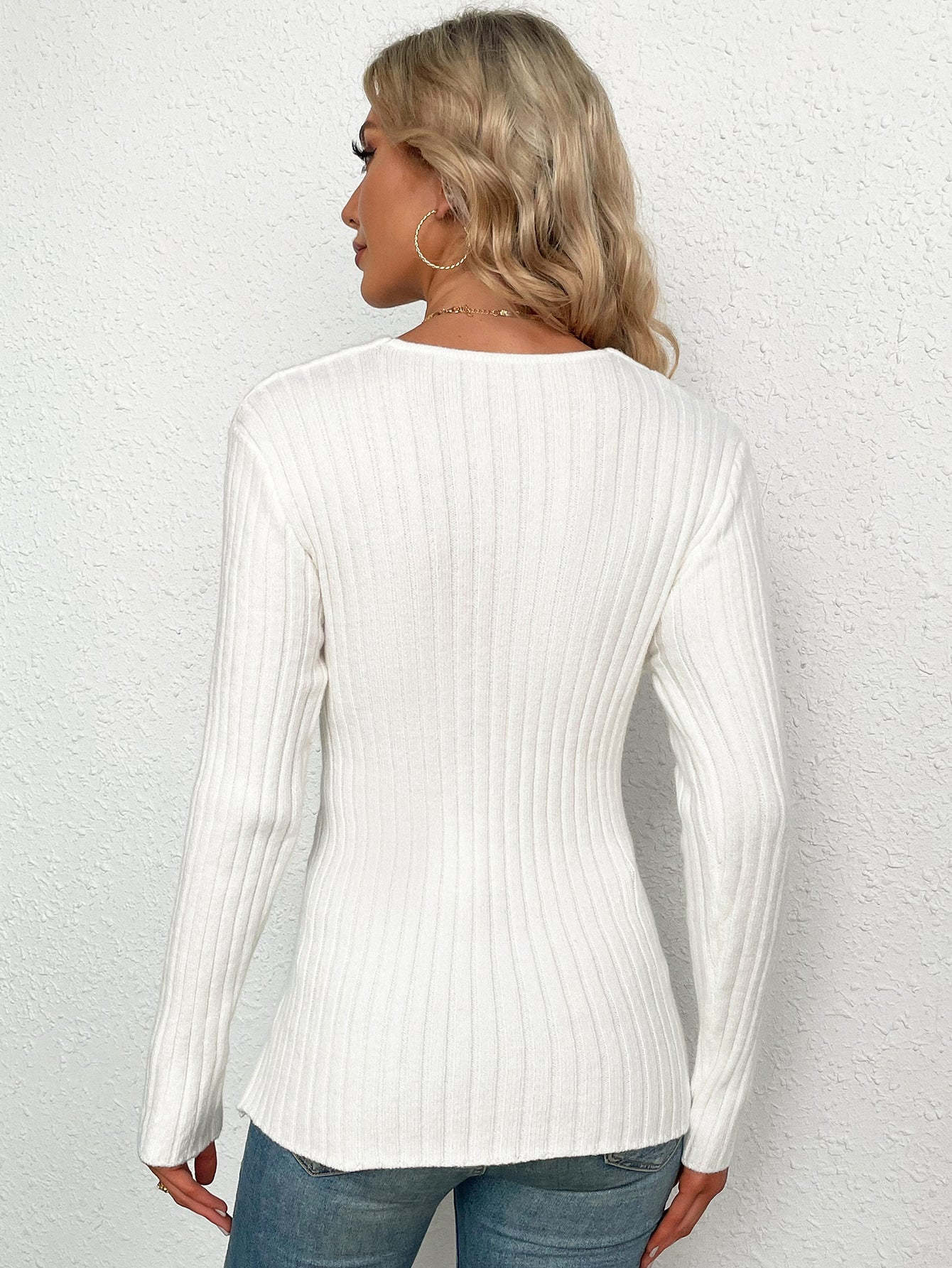 Women Long Sleeve Light Weight V Neck Sweater