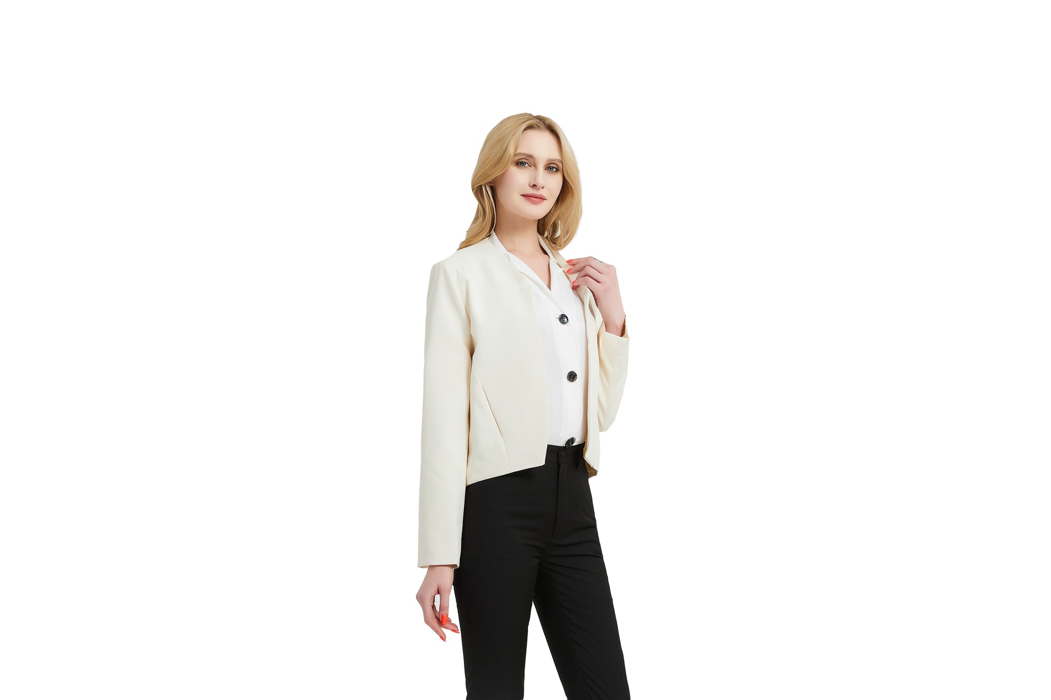Women's Work Office Long Sleeve Blazer Suit - annva-usa